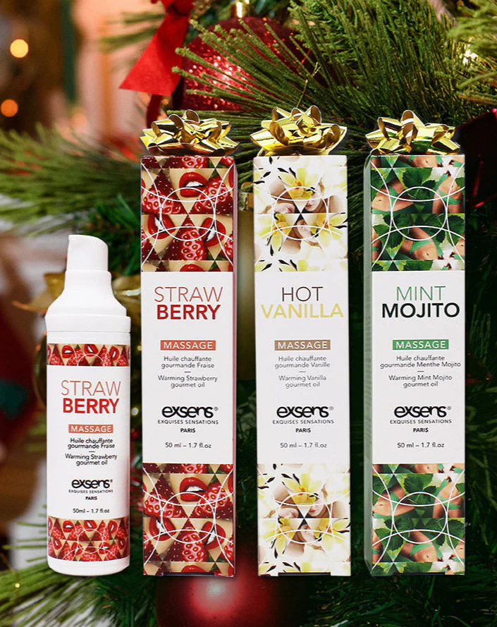 An image of the Sexy Secret Santa Trio featuring three enticing flavors, strawberry, vanilla, and mojito.